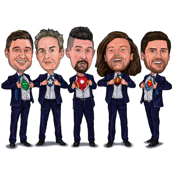 Caricatura del logotipo de superhéroe de los padrinos de boda