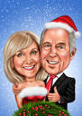 Parents Couple Caricature from Photos with Background