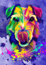 Aquarell Hundezeichnung: Individuelles Haustierporträt auf blauem Hintergrund