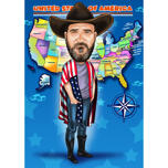 Travelling USA Map Caricature