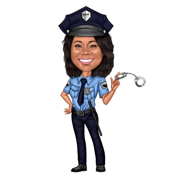 Poliskvinna i uniform teckning