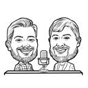 Podcast-Cover-Cartoon-Logo aus Fotos im Umrissstil gezeichnet