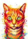 Portrait aquarelle de chat arc-en-ciel