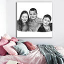 Par med babyporträtt från foton med vit bakgrund tryckt på affisch