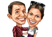 Dibujo divertido de caricatura de pareja en un bar
