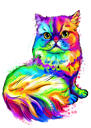 Watercolor Full Body Cat Portrait