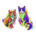 Retrato de caricatura de gatos arco-íris brilhantes de corpo inteiro de fotos