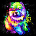 Koiran sateenkaari kokovartalomaalaus mustalla taustalla