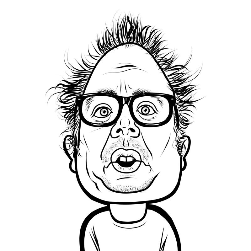 Person Funny Exaggerated Caricature in Outline Style from Your Photos