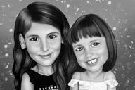 2 figlie disegno in bianco e nero