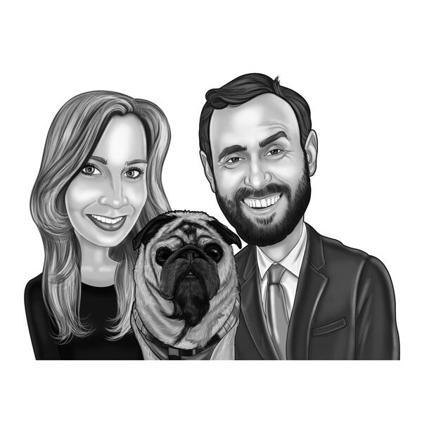 Couple with Pug Drawing