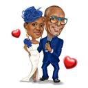 Caricature de couple de mariage