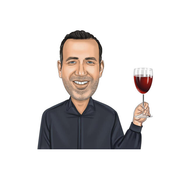 Ritratto di persona con vino da foto per regalo personalizzato