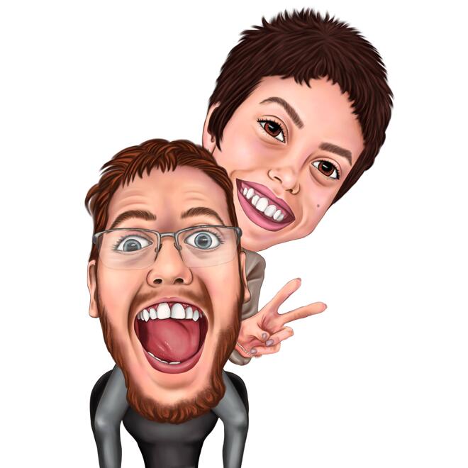 Funny Couple Caricature: Exaggerated Style
