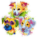 Акварельный рисунок портрета собаки в пастельных тонах с индивидуальным фоном