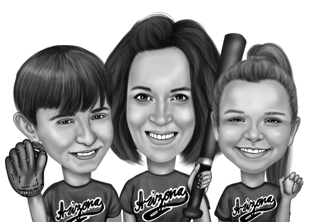 Black and White Group Pencils Drawing