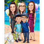 Familie im Urlaub Karikatur