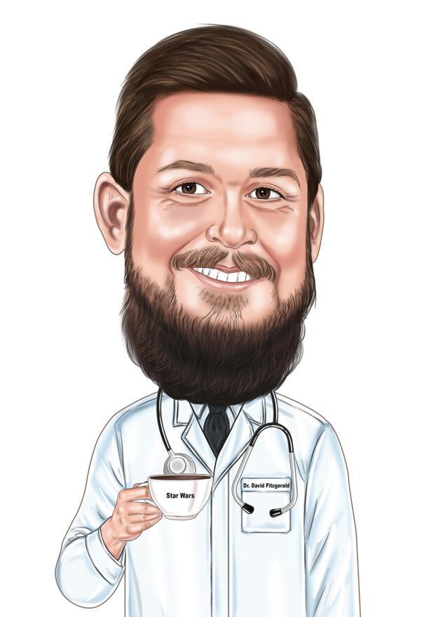 Chemical Technician Caricature Portrait in Colored Style for Custom ...