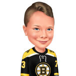 Caricature d'un enfant de hockey