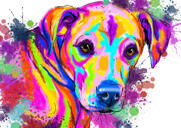 Custom Beagle Cartoon Drawing in Bright Watercolor Style from Photos