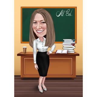 Teacher Student Caricature from Photo with Custom Background