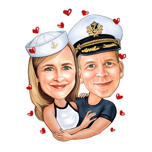 Karikatura kapitánského páru