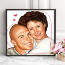 Цветной стильный портрет пары, нарисованный вручную с фотографий - печать на холсте