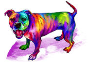 Engraçado retrato de caricatura de cachorro de língua para fora em estilo aquarela de fotos