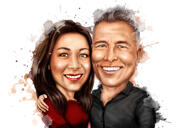 Romantic Watercolor Couple Caricature