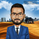 Custom Person Colored Caricature with Any City, Town or Village Background