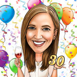 30 Years Anniversary Caricature: Wine Lover Gift