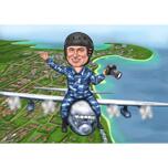 Pilot al Forțelor Aeriene Așezat în Avion Cartoon