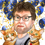 Karikatuur verjaardagskaart voor kattenliefhebber