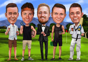 Groomsmen Caricature Drawing with Props