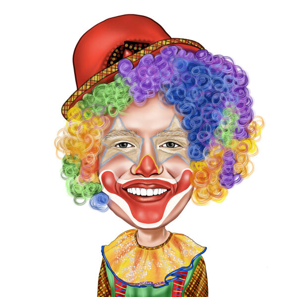 Карикатура клоуна: цифровой цветной стиль