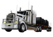 Design del logo della caricatura del rimorchio del camion in stile digitale a colori dalla foto
