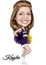 Baseball Cheerleader Caricature in Colored Style with Custom Background