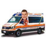 Ambulancemedewerker karikatuur in gekleurde stijl