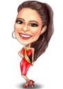 Caricatura de mujer con vestido rojo