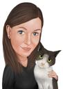 Ejer med tegneserieportræt af kat