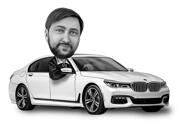 Homem no Carro - Preto e Branco