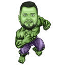 Green Man Superhero Caricature