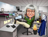 Computer Worker Portrait Caricature Gift in Colored Style from Photos