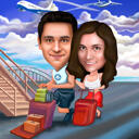 Summer Caricature Drawing of 2 Persons from Photos