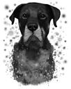 Portrait de Rottweiler graphite à partir de photos dans un style aquarelle