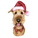 Christmas Santa Hat Dog Portrait