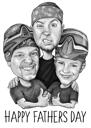 Group Caricature Sketch in Black and White Style