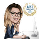 Caricatura di cartoni animati personalizzata per il miglior dipendente dell'anno dalla foto