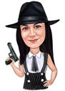 Cadeau de dessin de dessin animé de femme gangster dans le style de couleur à partir de photos
