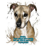 Hundemindesmærke i naturligt farvelagt akvarel